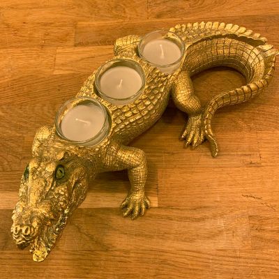 Teelicht / Tischleuchte Krokodil Gator, gold