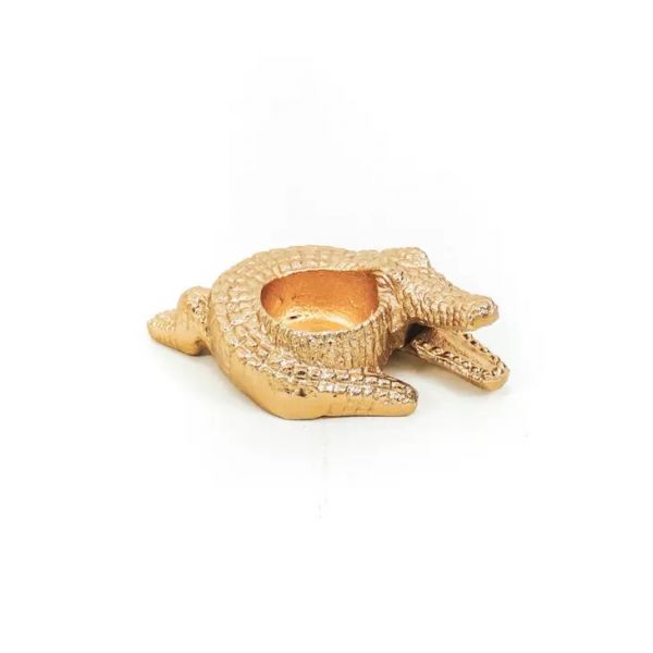 Teelicht Krokodil Croque gold
