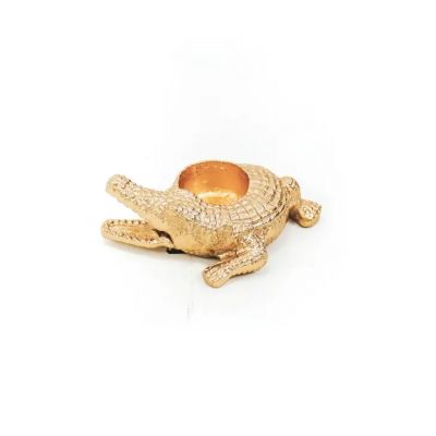 Teelicht / Tischleuchte Krokodil Croque, gold
