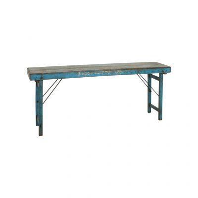 Markttisch aus Altholz (ausklappbar), 170 x 44cm, blau